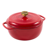 6 Quart Enameled Cast Iron Dutch Oven, Ruby with Gold Knob
